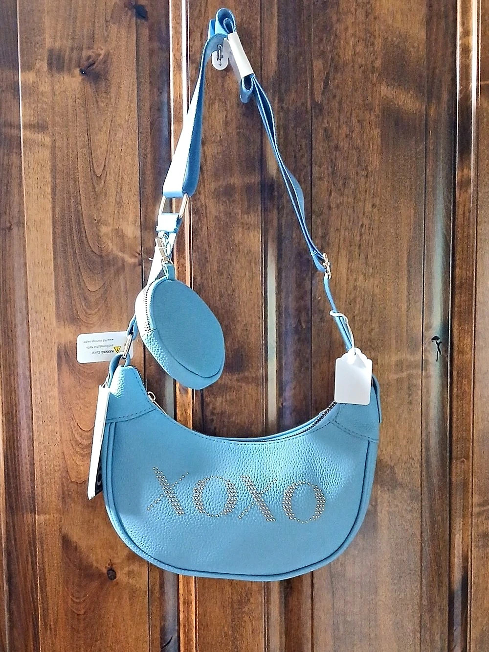 Vegan Leather Shoulder Bag in Blue NWT
